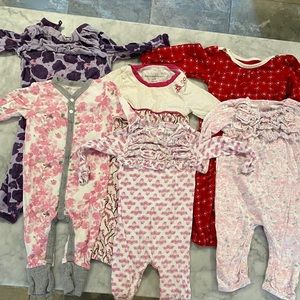 6 Burt’s Bees Baby Playsuits - girl bundle